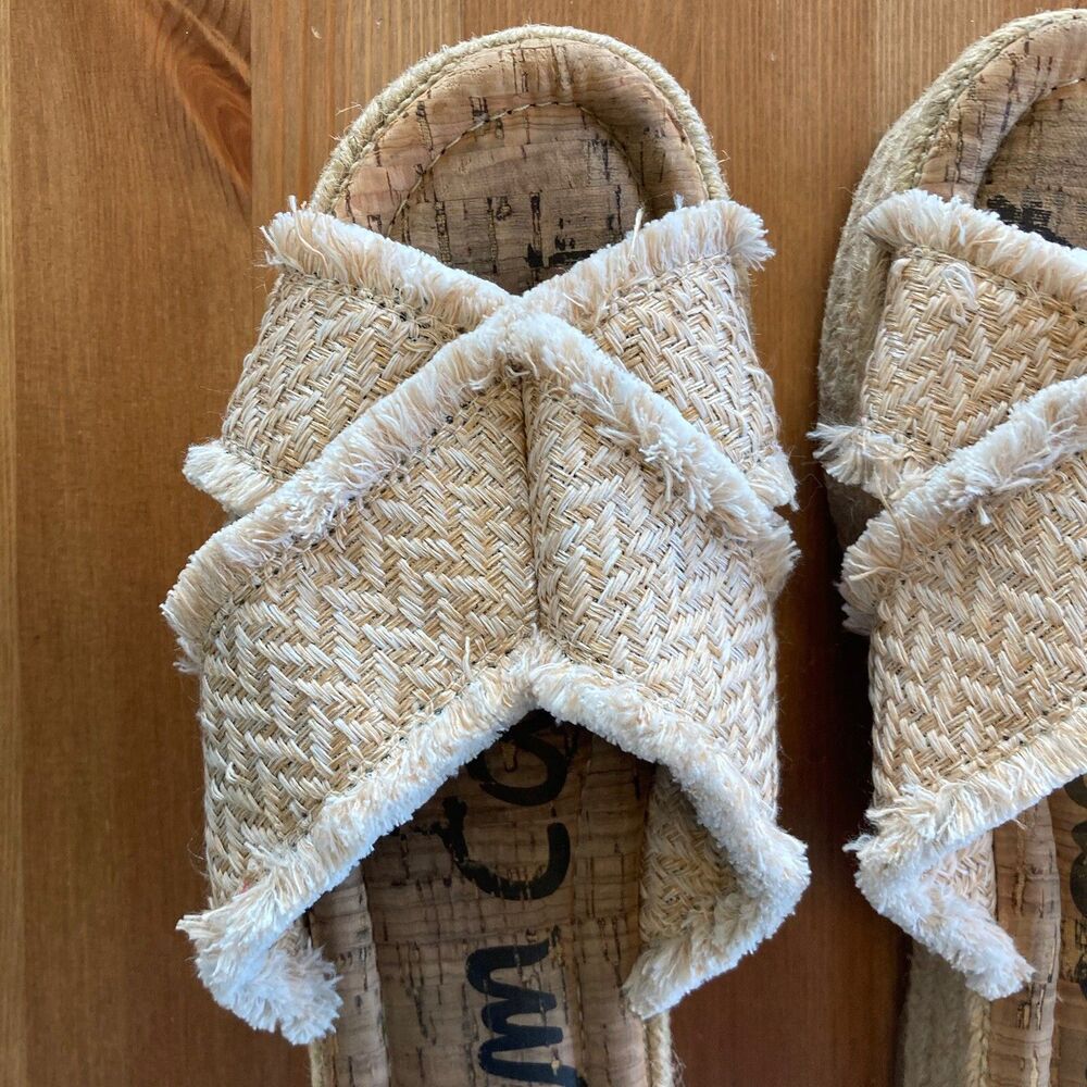 Sam Edelman Espadrille Sandals Size 9.5 Ashlyn Sand Weave Tan Platform Boho - Picture 4 of 12